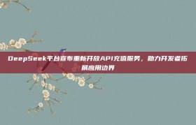 DeepSeek平台宣布重新开放API充值服务，助力开发者拓展应用边界