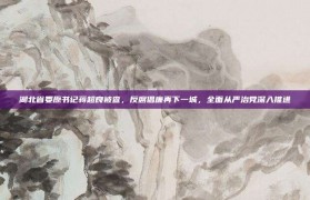 湖北省委原书记蒋超良被查，反腐倡廉再下一城，全面从严治党深入推进