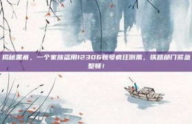 揭秘黑幕，一个家族盗用12306账号疯狂倒票，铁路部门紧急整顿！