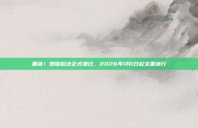 重磅！增值税法正式通过，2026年1月1日起全面施行