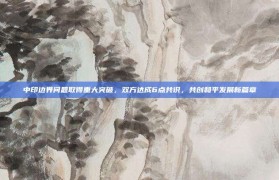 中印边界问题取得重大突破，双方达成6点共识，共创和平发展新篇章