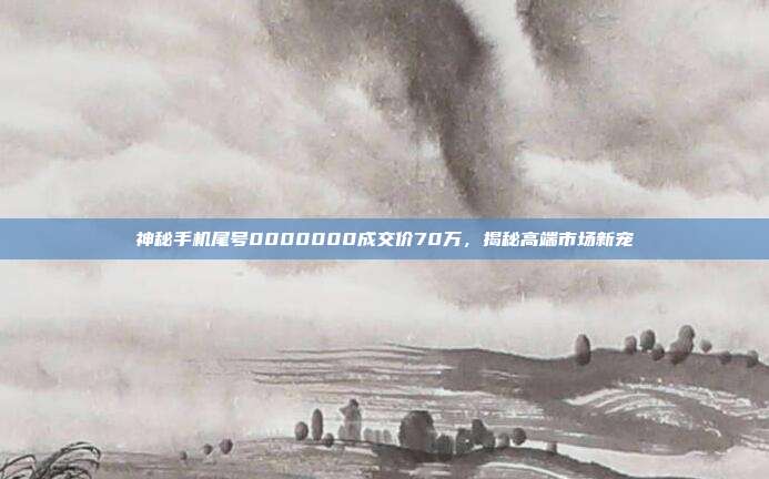 神秘手机尾号0000000成交价70万，揭秘高端市场新宠