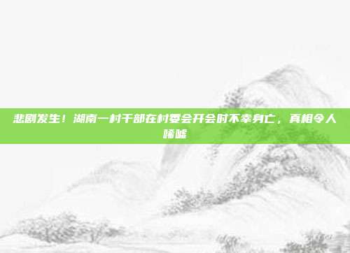 悲剧发生！湖南一村干部在村委会开会时不幸身亡，真相令人唏嘘